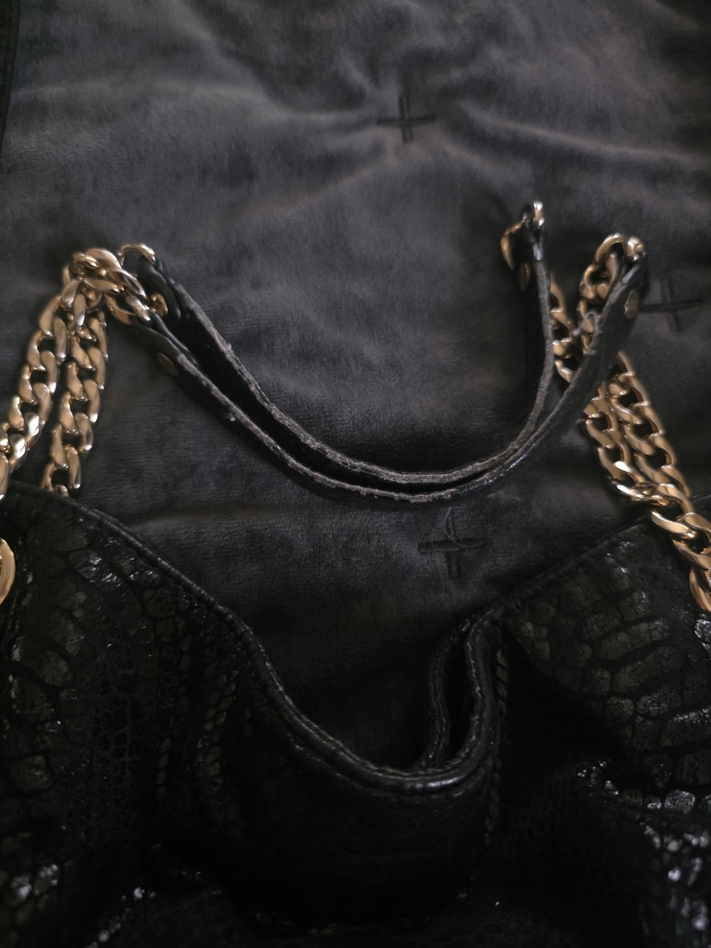 Michael Kors Black Faux-Snake Chain-Handle Women's Shoulder Bag - Picture 6 of 15